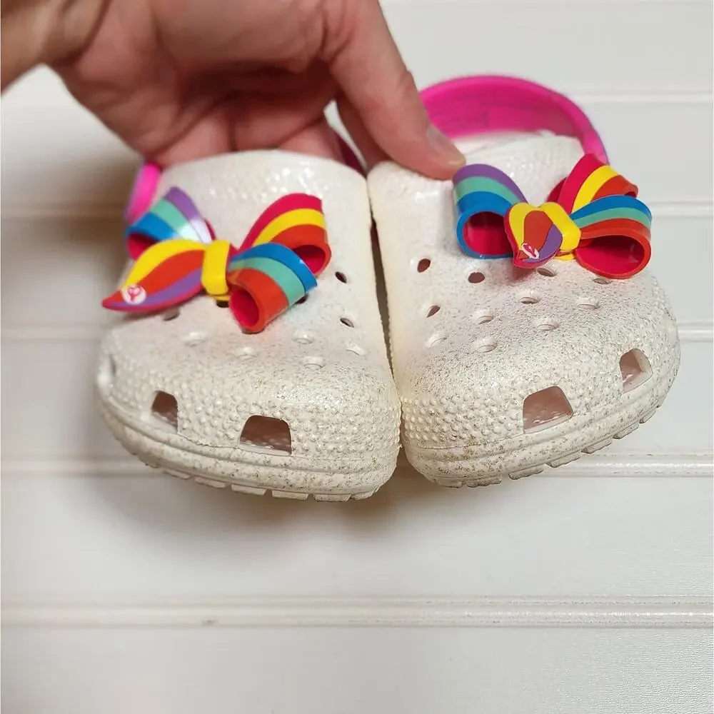 Crocs Kids Fun Lab Jojo Siwa Clogs Sandals Size 8 Toddler Glitter White